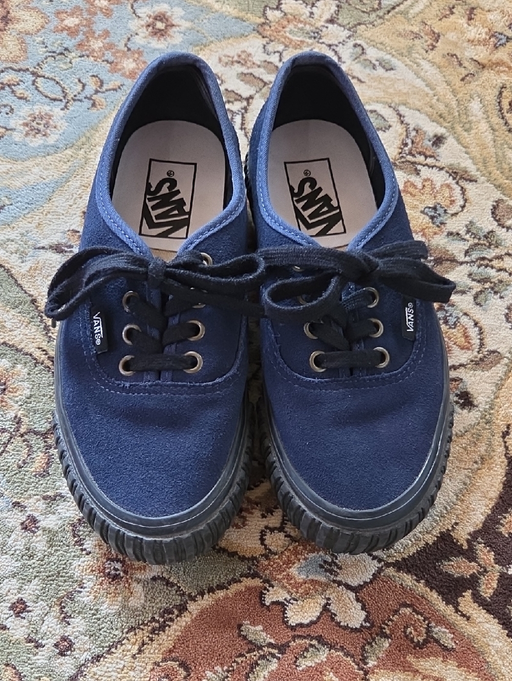 Vans Authentic 44 Lug DX Navy Suede   Low-Top Lace-Up Sneakers with Black Soles